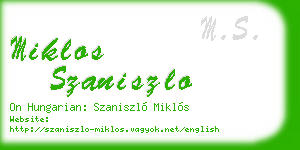 miklos szaniszlo business card
