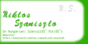 miklos szaniszlo business card